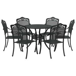 vidaXL Tr&auml;dg&aring;rdsm&ouml;belset 7 pcs Svart Aluminium