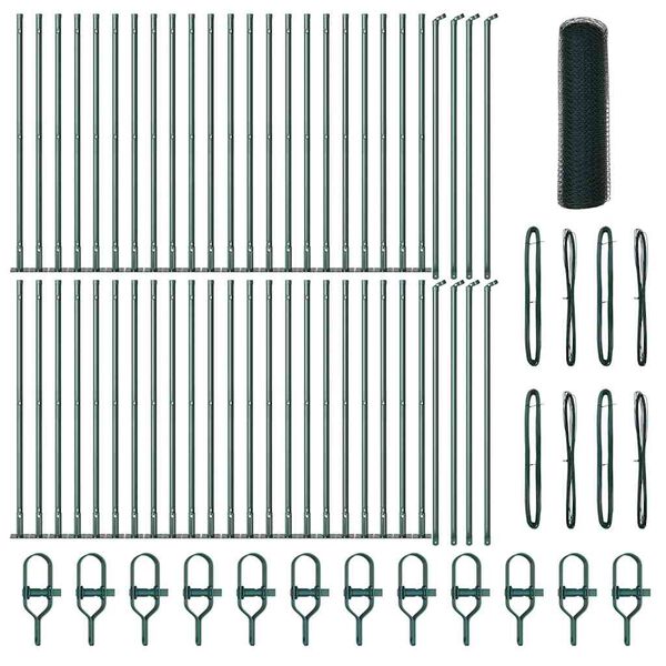 vidaXL Stängselstolpe Grön 100 x 0,8 m (13 mm nät) Stål och PVC