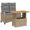 vidaXL Matgrupp f&ouml;r tr&auml;dg&aring;rden med dynor 2 delar beige konstrotting
