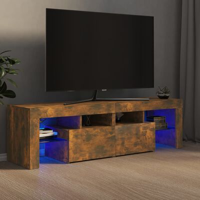 vidaXL Tv-bänk med LED-belysning rökfägrad ek 140x36,5x40 cm