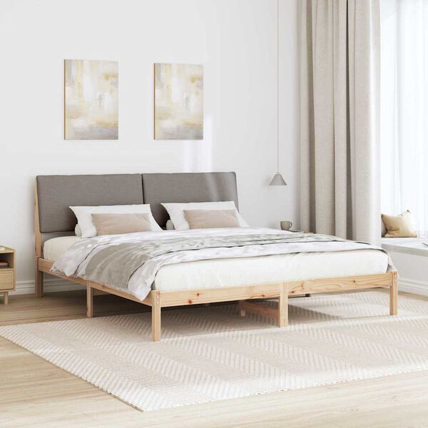 vidaXL S&auml;ngram med huvudgavel Brun och taupe 200 x 200 cm Massiv furu