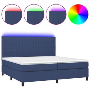 vidaXL Rams&auml;ng med madrass & LED bl&aring; 200x200 cm tyg