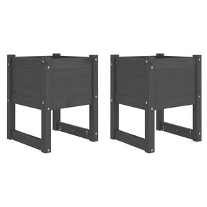 vidaXL Odlingsl&aring;dor 2 st gr&aring; 40x40x52,5 cm massiv furu