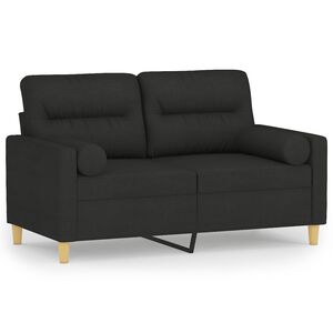 vidaXL 2-sits soffa med prydnadskuddar svart 120 cm tyg