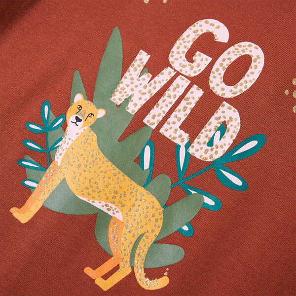 T-shirt med långa ärmar för barn konjaksbrun 104