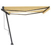 vidaXL Automatisk markis med vindsensor & LED 400x350 cm gul/vit