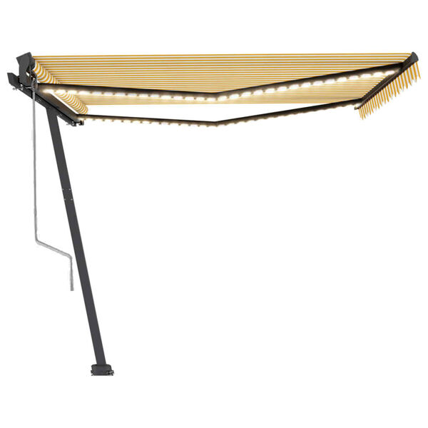 vidaXL Automatisk markis med vindsensor & LED 400x350 cm gul/vit