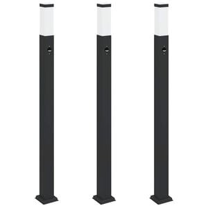 vidaXL Pollare med sensor 3 st 110 cm svart IP44