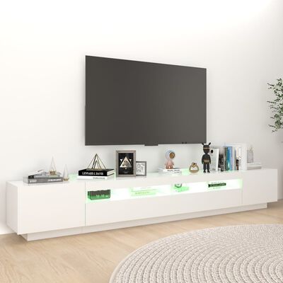 vidaXL TV-bänk med LED-belysning vit 260x35x40 cm