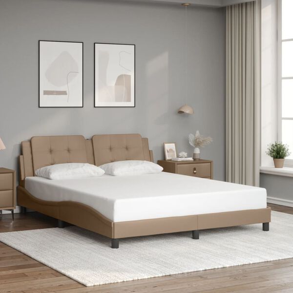 vidaXL Bed Frame with LED without Mattress "Zadar" Cappuccino 160x200 cm