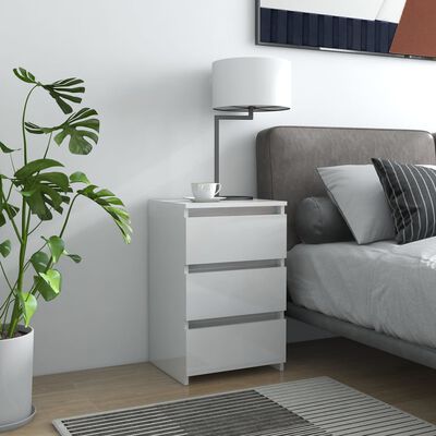 vidaXL Sängbord vit höglans 40x35x62,5 cm konstruerat trä