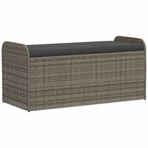 vidaXL F&ouml;rvaringsb&auml;nk med dyna gr&aring; 115x51x52 cm konstrotting