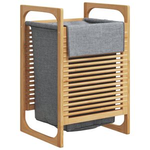 vidaXL Tv&auml;ttkorg med gr&aring; innerp&aring;se 32x30x36,5 cm bambu
