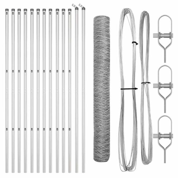 vidaXL St&auml;ngselstolpe Silver 25 x 1,2 m (50 mm n&auml;t) St&aring;l