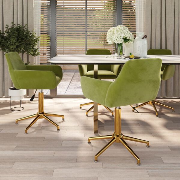 vidaXL Snurrbara matstolar 4 st ljusgr&ouml;n sammet