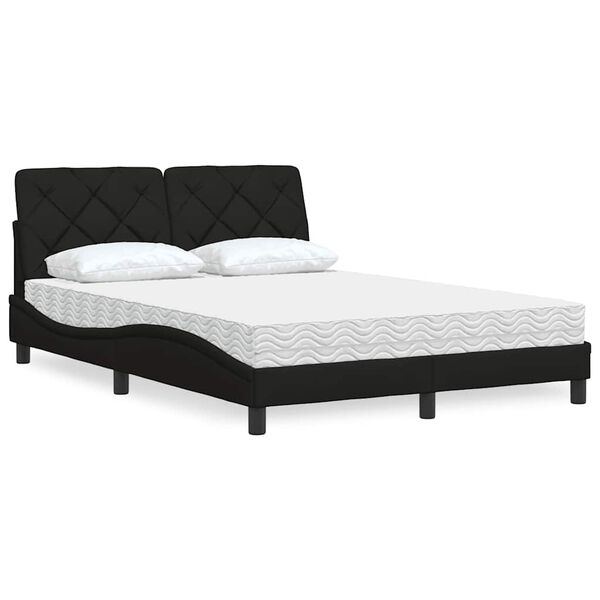 vidaXL Bed with Mattress Black 120x200 cm Fabric