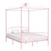 vidaXL S&auml;nghimmel utan madrass rosa metall 160x200 cm