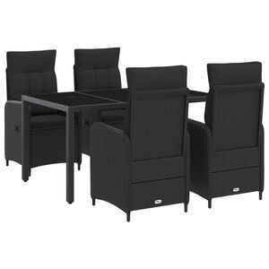 vidaXL Utomhusmatbord 5 st Svart konstrotting