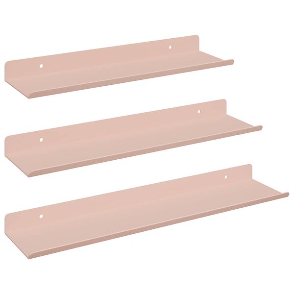vidaXL Flytande hylla V&auml;ggmonterad 3 pcs Rosa 40 x 9 x 2,5 cm St&aring;l