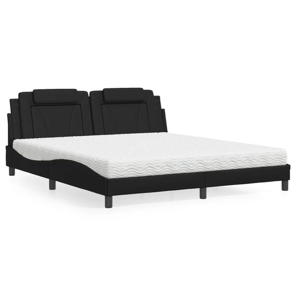 vidaXL Bed "Viana" with Mattress Black 180x200 cm Faux Leather