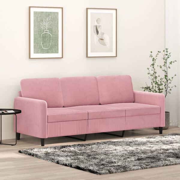 vidaXL 3-sitssoffa rosa 180 cm sammet