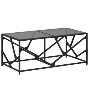 vidaXL Soffbord med svart glasskiva 98,5x50x41 cm st&aring;l