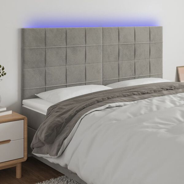 vidaXL S&auml;nggavel LED ljusgr&aring; 160x5x118/128 cm sammet