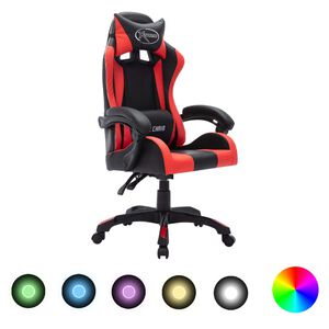 vidaXL Gamingstol med RGB LED-lampor r&ouml;d och svart konstl&auml;der