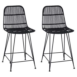 vidaXL Barpall 2 st Svart 44 x 54 x 96 cm Rattan och St&aring;l