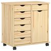 vidaXL Rullande sk&aring;p 63,5 x 39 x 65,5 cm Massiv furu Brun