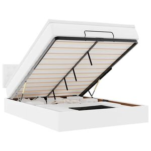 vidaXL Ottomansk s&auml;ng med madrasser&LEDs ren vit 140x190cm konstl&auml;der