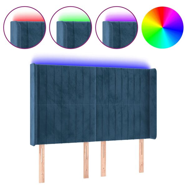 vidaXL S&auml;nggavel LED bl&aring; 147x16x118/128 cm sammet