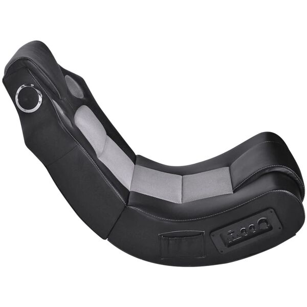 vidaXL Gungstol med musik svart och gr&aring; konstl&auml;der