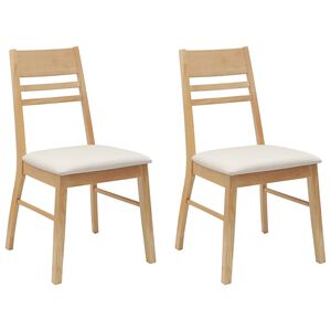 vidaXL Matstolar 2 st Massiv Gummitr&auml; Naturf&auml;rg 43 x 54 x 89 cm