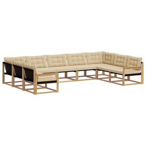 vidaXL Utomhussoffset med kudde 9 pcs Vit och Beige