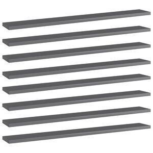 vidaXL Hyllplan 8 st gr&aring; h&ouml;gglans 80x10x1,5 cm konstruerat tr&auml;