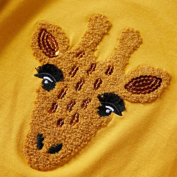 T-shirt med l&aring;nga &auml;rmar f&ouml;r barn m&ouml;rk ockra 92