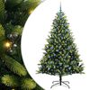 vidaXL Konstigt hinged julgran 300 LEDs Gr&ouml;n 210 cm PVC och PE