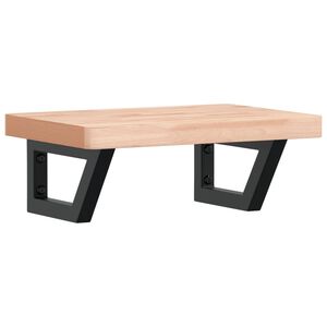 vidaXL V&auml;ggmonterad handfatshylla st&aring;l och massiv bok