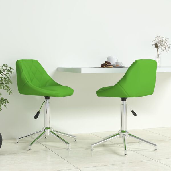 vidaXL Snurrbara matstolar 2 st gr&ouml;n konstl&auml;der