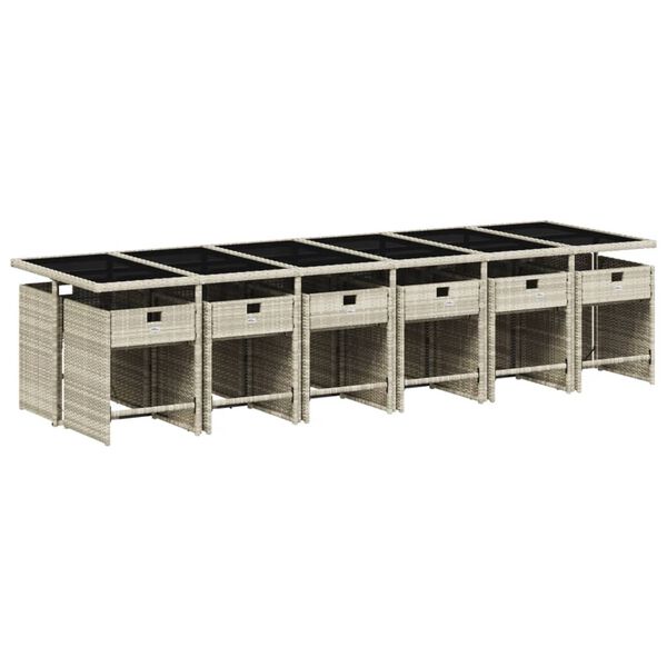 vidaXL Matgrupp f&ouml;r tr&auml;dg&aring;rden med dynor 13 delar ljusgr&aring; konstrotting