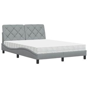 vidaXL Bed with Mattress Light Grey 140x190 cm Fabric