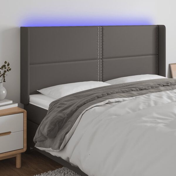 vidaXL S&auml;nggavel LED gr&aring; 163x16x118/128 cm konstl&auml;der
