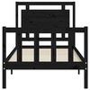 vidaXL Sängram med sänggavel svart enkel massivt trä