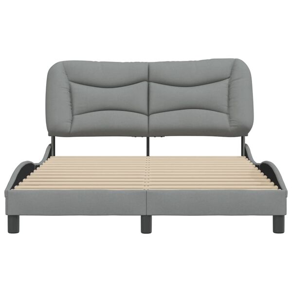 vidaXL Bed Frame without Mattress "Hvar" Light Grey 140x190 cm Fabric