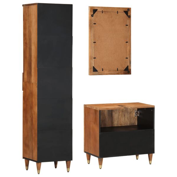 vidaXL Badrumsmöbler 3 delar massivt mangoträ