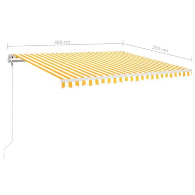 vidaXL Automatisk markis med vindsensor & LED 400x350 cm gul/vit