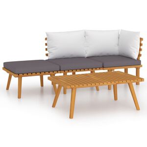 vidaXL Loungegrupp med dynor 4 delar massivt akaciatr&auml;