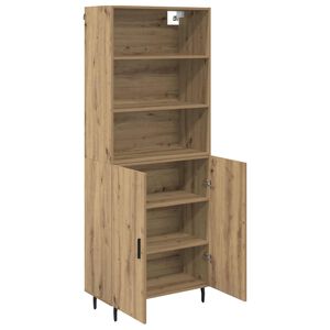 vidaXL Sk&aring;p Artisan Ek 69,5 x 34 x 180 cm Konstruerat tr&auml; och glas