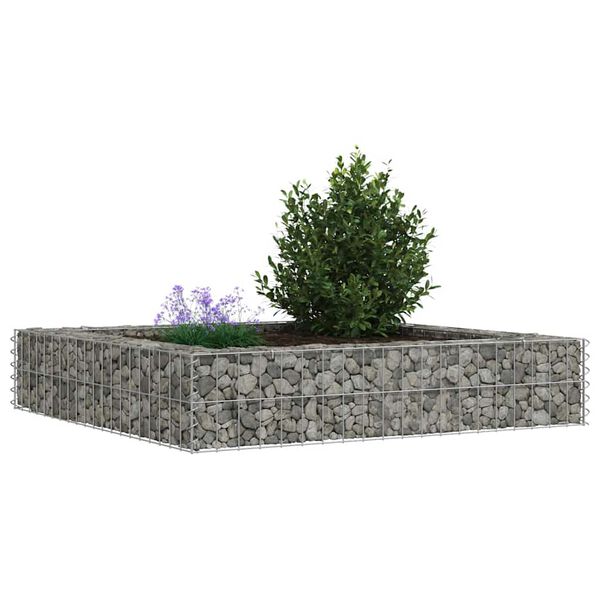 vidaXL Planteringsgabion upphöjd galvaniserat stål 100x100x20 cm